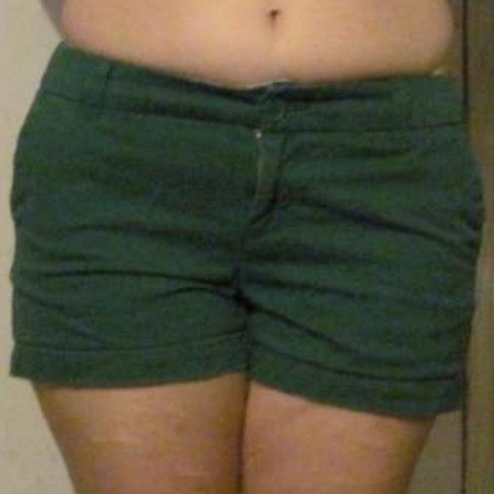Merona 2 Solid Green Jean Shorts Short Lowrise 100% Cotton Pockets Plain Denim